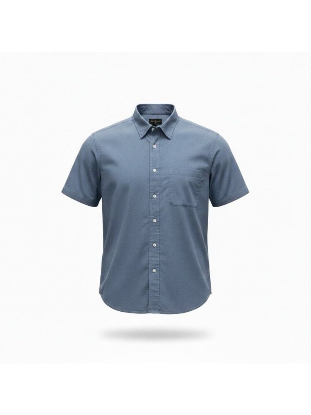 Mens Short Sleeve Shirt Blue Cotton/Tencel Size Large Roundtree & Yorke